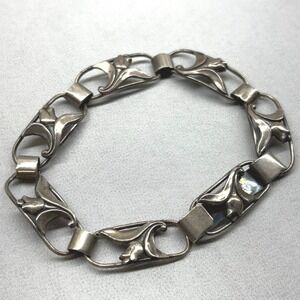 Harry Eiler Link Bracelet Unisex 7.25in Silver Good Art Nouveau Skonvirke 830S